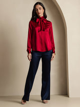 [خمر] SilkSilky-SA Long Sleeve High Neck بلوزة 005