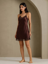 [بني] SilkSilky-SA Sleeveless V Neck باس النوم 006