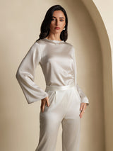 [رمادي فاتح] SilkSilky-SA Long Sleeve Boat Neck بلوزة 005