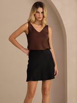 [قهوة] SilkSilky-SA Sleeveless V Neck كامي 003