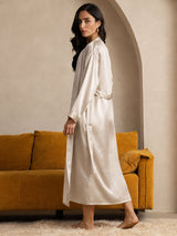 [اللون البيج] SilkSilky-SA Long Sleeve رداء حمام نسائي 002