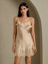 [شامبانيا] SilkSilky-SA Sleeveless V Neck باس النوم 001