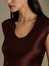 [قهوة] SilkSilky-SA Cap Sleeve فساتين نسائية 004