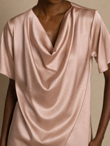 [توسكانا] SilkSilky-SA Short Sleeve Cowl Neck بلوزات نسائية 003