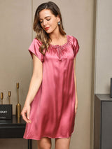 [الوردي الأرجواني] SilkSilky-SA Cap Sleeve Square Neck باس النوم 004