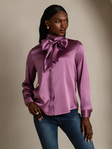 [الأرجواني الداكن] SilkSilky-SA Long Sleeve High Neck بلوزة 006