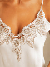 [أبيض] SilkSilky-SA Sleeveless V Neck باس النوم 004