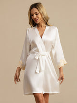 [أبيض] SilkSilky-SA 3/4 Sleeve رداء حمام نسائي 003