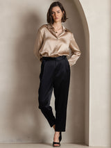 [شامبانيا] SilkSilky-SA Long Sleeve Lapel Collar بلايز نسائية 005