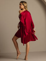 [خمر] SilkSilky-SA 3/4 Sleeve V Neck رداء الحمام وقميص النوم 002