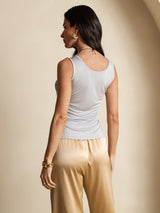 [رمادي] SilkSilky-SA Sleeveless Round Neck تي شيرت نسائية 002