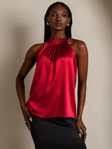 [خمر] SilkSilky-SA Sleeveless Halter تي شيرت نسائية 001