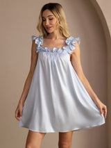 [أزرق رمادي] SilkSilky-SA Sleeveless Square Neck باس النوم 004
