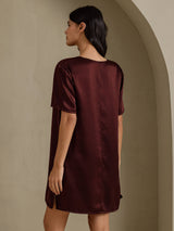 [بني] SilkSilky-SA Half Sleeve V Neck باس النوم 002