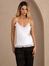 [أبيض] SilkSilky-SA Spaghetti Strap V Neck كامي 001