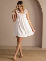 [أبيض] SilkSilky-SA Sleeveless Square Neck باس النوم 007