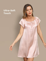 [وردي فاتح] SilkSilky-SA Cap Sleeve Square Neck باس النوم 001