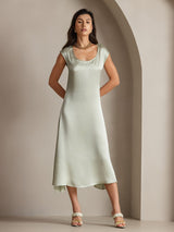 [اخضر فاتح] SilkSilky-SA Cap Sleeve فساتين نسائية 001