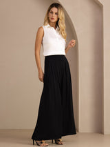 [أبيض] SilkSilky-SA Sleeveless Lapel Collar بلايز نسائية 008