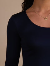 [أزرق غامق] SilkSilky-SA Half Sleeve تي شيرت نسائية 004