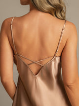 [بني] SilkSilky-SA Sleeveless V Neck باس النوم 005