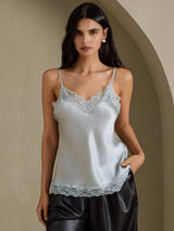 [أزرق رمادي] SilkSilky-SA Spaghetti Strap V Neck كامي 003