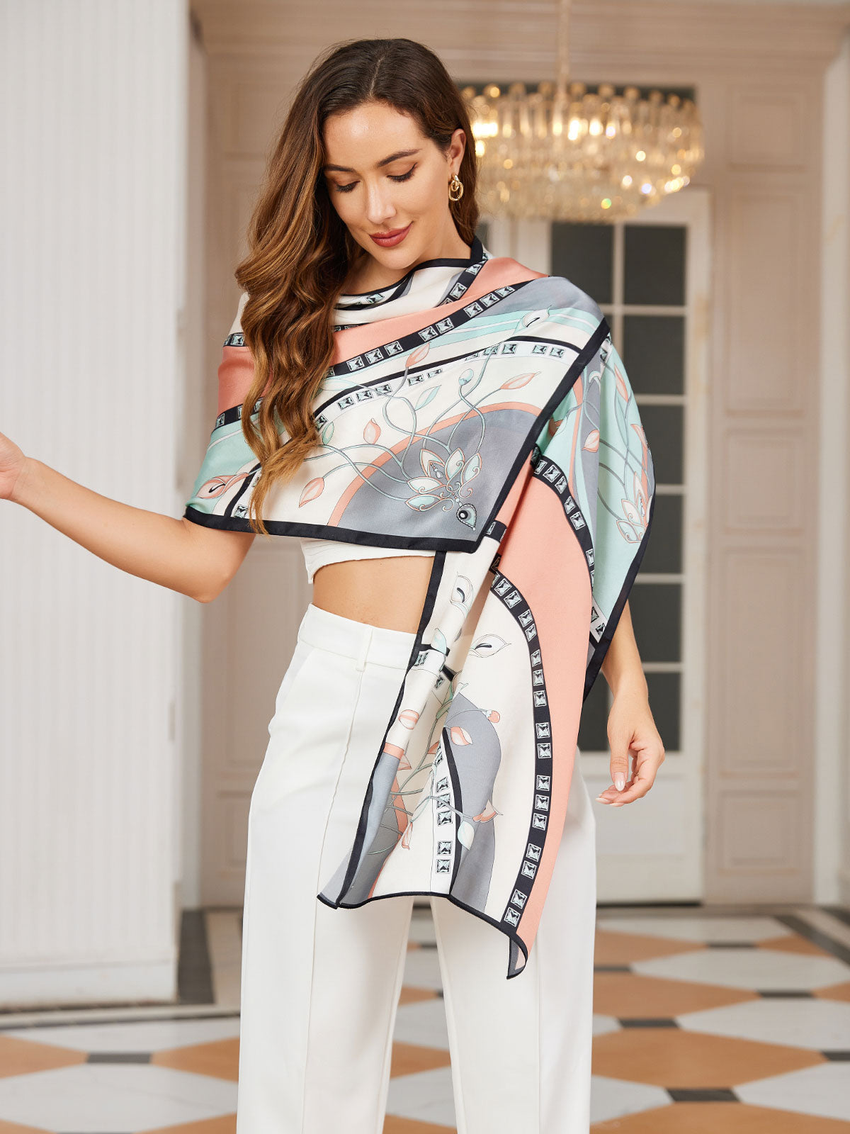 [P030] SilkSilky-SA الحرير الخالص Scarf 001,