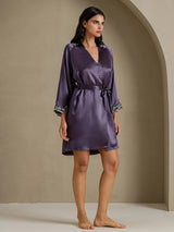 [رمادي أرجواني] SilkSilky-SA 3/4 Sleeve رداء حمام نسائي 006