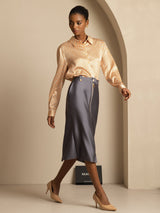 [أنماط زهرية] SilkSilky-SA Long Sleeve Lapel Collar بلايز نسائية 007