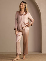 [توسكانا] SilkSilky-SA Long Sleeve Lapel Collar طقم بيجامة نسائي 003