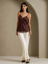 [بني] SilkSilky-SA Spaghetti Strap V Neck كامي 009