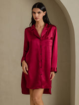 [خمر] SilkSilky-SA Long Sleeve Lapel Collar باس النوم 003