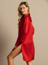 [أحمر] SilkSilky-SA Long Sleeve Lapel Collar باس النوم 002