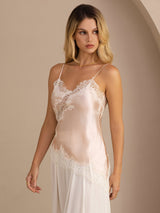 [لون القرنفل] SilkSilky-SA Spaghetti Strap V Neck كامي 003