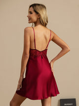 [خمر] SilkSilky-SA Sleeveless Deep V Neck باس النوم 002