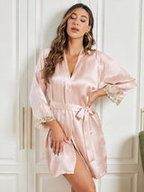 [لون القرنفل] SilkSilky-SA 3/4 Sleeve رداء حمام نسائي 004