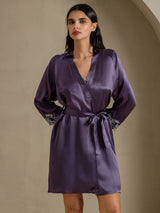 [رمادي أرجواني] SilkSilky-SA 3/4 Sleeve رداء حمام نسائي 005