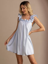 [أزرق رمادي] SilkSilky-SA Sleeveless Square Neck باس النوم 005