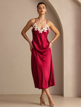 [خمر] SilkSilky-SA Sleeveless V Neck فساتين نسائية 005