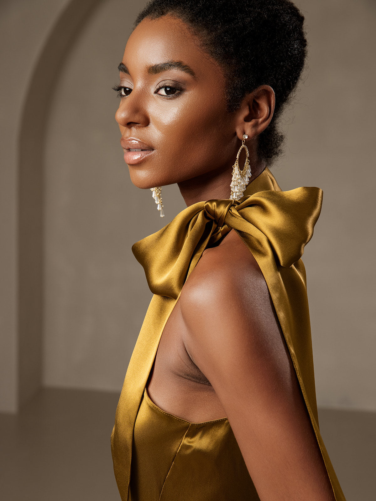 [بني] SilkSilky-SA 19Momme الحرير بدون أكمام تعادل الرقبة فساتين نسائية 008