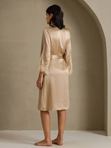 [شامبانيا] SilkSilky-SA 3/4 Sleeve V Neck رداء الحمام وقميص النوم 002