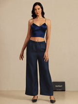 [أزرق غامق] SilkSilky-SA Spaghetti Strap V Neck كامي 007