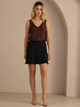 [قهوة] SilkSilky-SA Sleeveless V Neck كامي 006