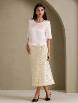 [لون القرنفل] SilkSilky-SA Half Sleeve تي شيرت نسائية 006
