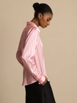[خط وردي] SilkSilky-SA Long Sleeve Lapel Collar بلايز نسائية 002