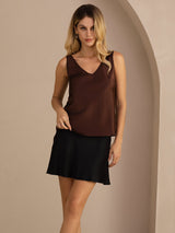 [قهوة] SilkSilky-SA Sleeveless V Neck كامي 005