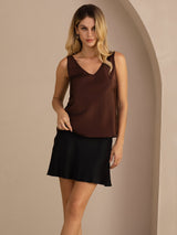 [قهوة] SilkSilky-SA Sleeveless V Neck كامي 005