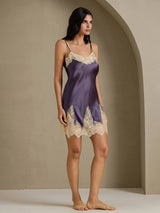 [رمادي أرجواني] SilkSilky-SA Sleeveless V Neck باس النوم 011