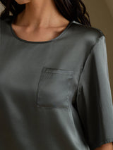 [الرمادي الداكن] SilkSilky-SA Half Sleeve تي شيرت نسائية 004