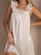 [أبيض] SilkSilky-SA Sleeveless Square Neck باس النوم 004
